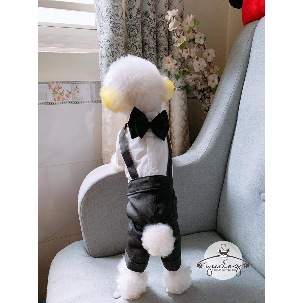 Bộ sơ mi quần tây yudog kèm nơ cho thú cưng