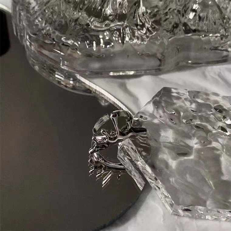 Nhẫn Hở Đính Đá Zircon Hình Giọt Nước Phong Cách Hip Hop Hàn Quốc Thời Trang