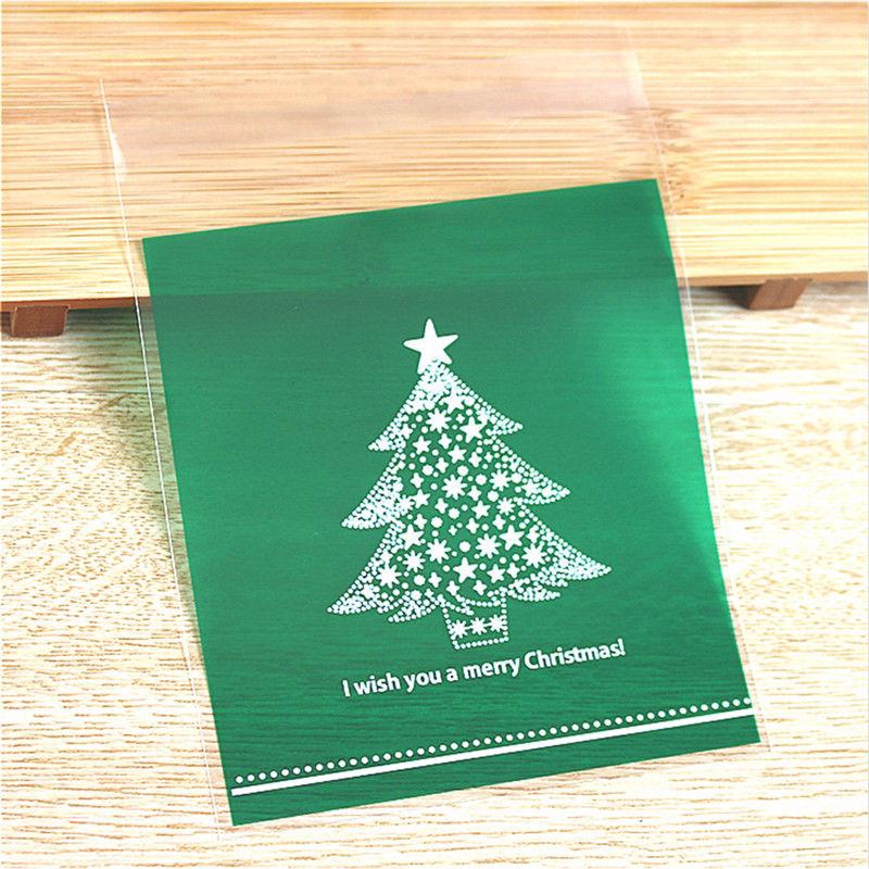 Bộ 100 túi nhựa đựng bánh kẹo in họa tiết giáng sinh xinh xắn