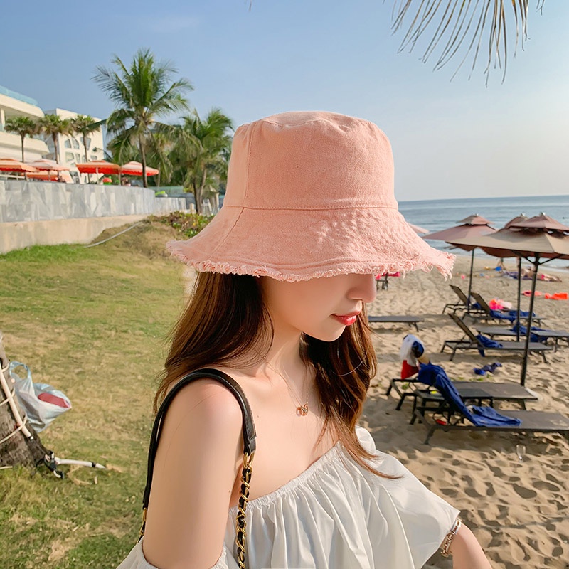 [Fashion Monochrome Cotton Fisherman Caps ] [ Men&amp;Women Harajuku Fringed Basin Hat ] [ Summer Leisure Multicolor Sun Beanies]