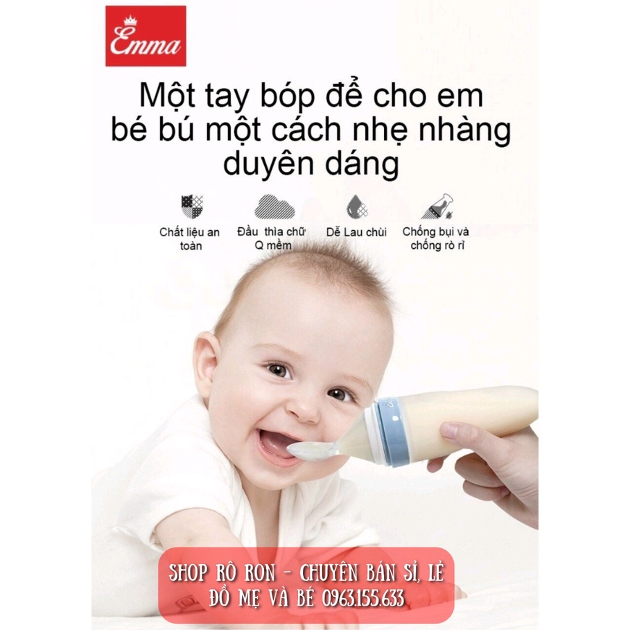 Bình thìa ăn dặm EMMA KIDS - Bình thìa silicon cho bé - Shop Rô Ron