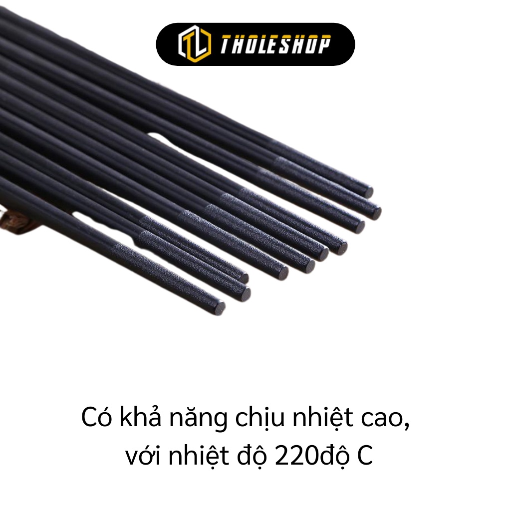 Bộ Đũa Ăn - Bộ 10 Đôi Đũa Hợp Kim Màu Đen Chịu Nhiệt Cao, Chống Trượt Sang Trọng 7995
