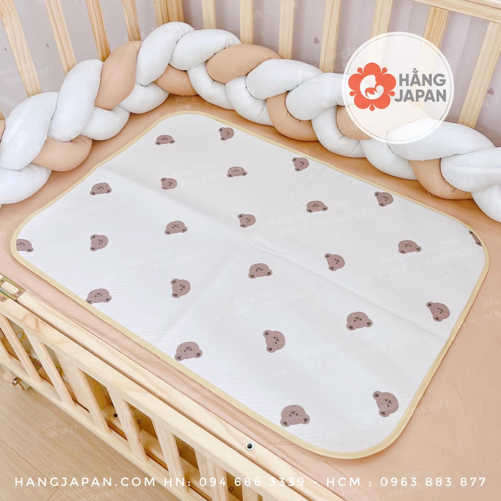 Lót chống thấm cao cấp 4D Hàn Quốc họa tiết xinh xắn dùng trải giường, cũi, thay tã cho con tiện lợi