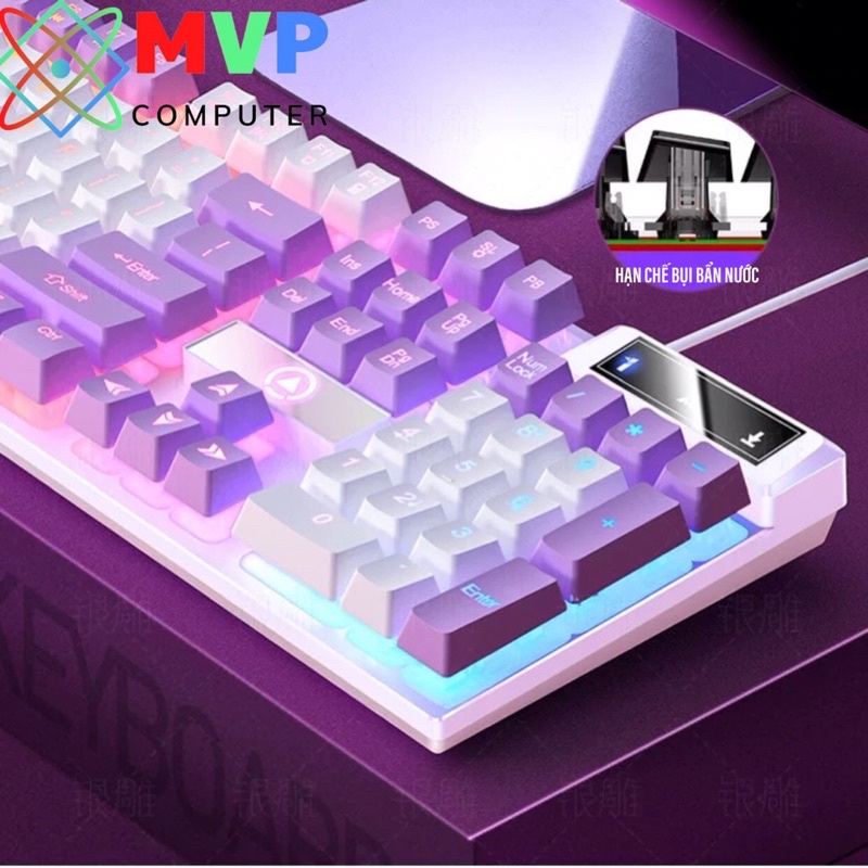 COMBO Chuột Phím Tai Nghe Chơi Game G15+K500+Q7 LED RGB Xuyên Chữ Cao Cấp Mix Nhiều Màu Xanh Hồng Trắng Tím Đen Xám