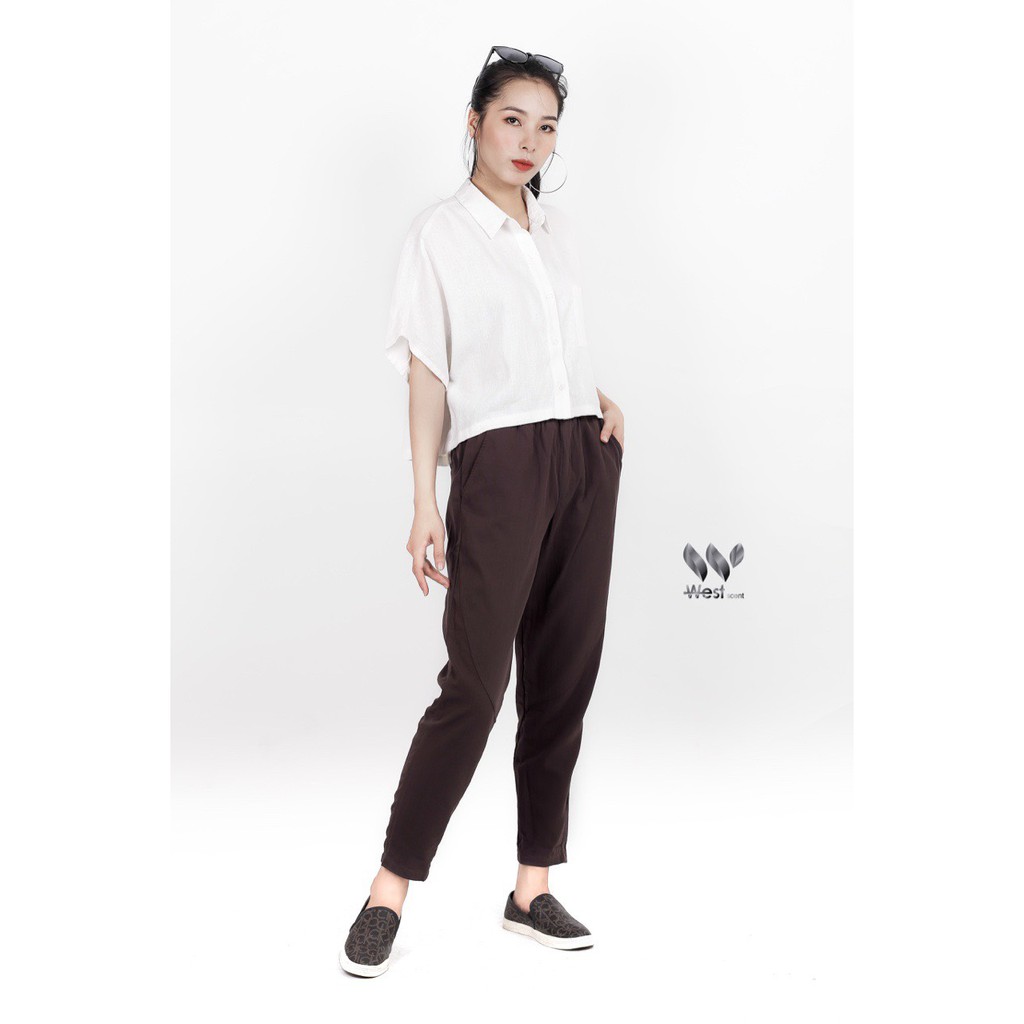 Quần nữ dáng dài 2 màu chất thô mềm mịn, cạp chun mix dây rút cực chất, phong cách