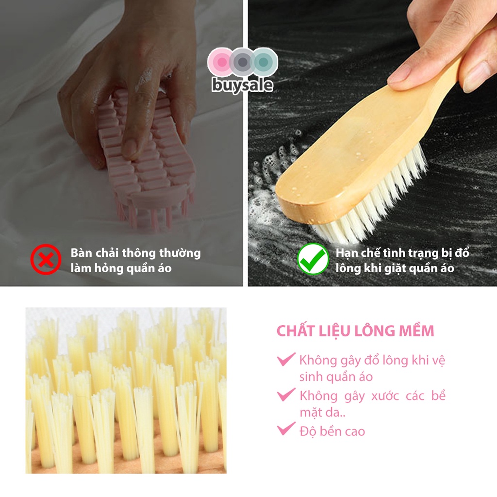 Bàn chải đa năng cán gỗ lông mềm dùng đánh giày, giặt quần áo - BuySales - BSPK252