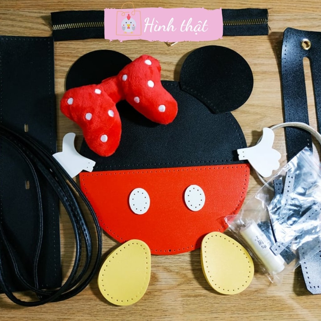 Túi tự đan handmade Mickey đầy đủ phụ kiện, có video hướng dẫn Kawaii_Handmade