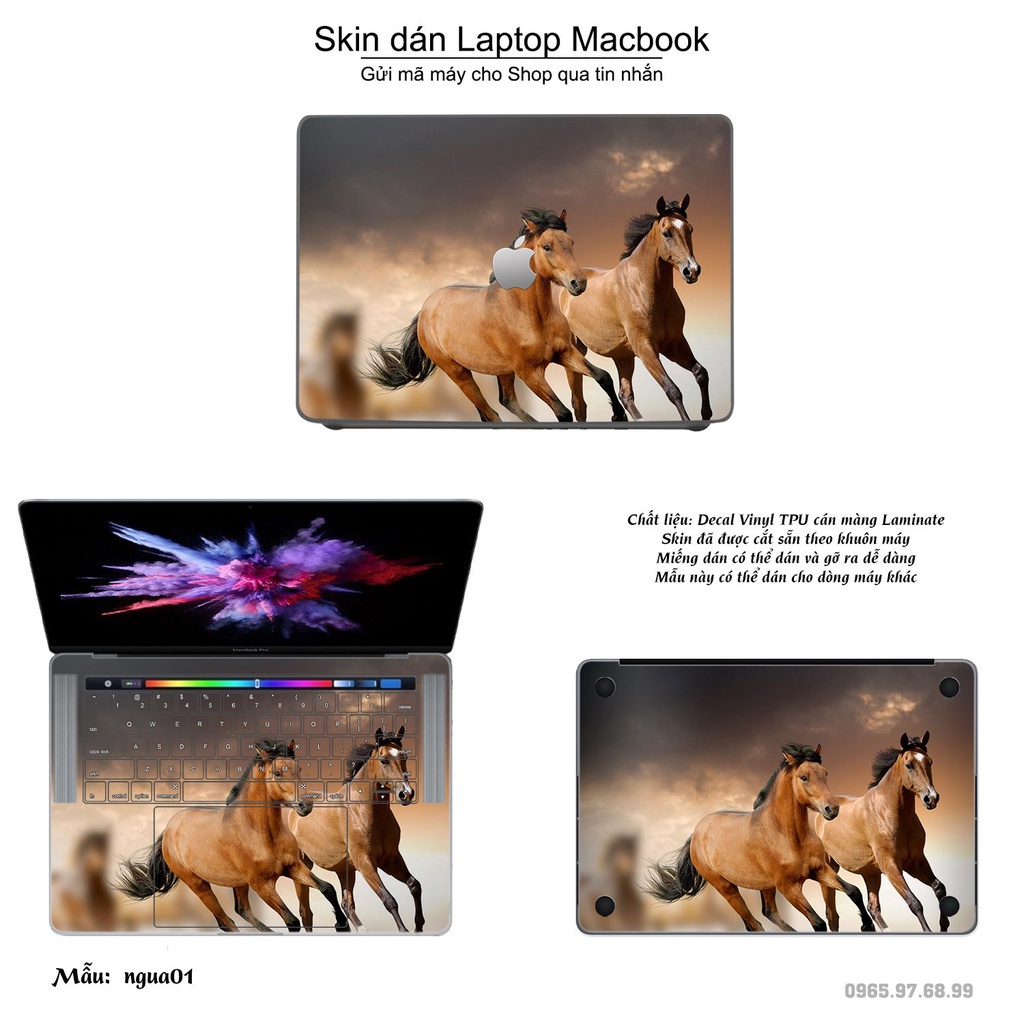 Skin dán Macbook mẫu Con ngựa (đã cắt sẵn, inbox mã máy cho shop)