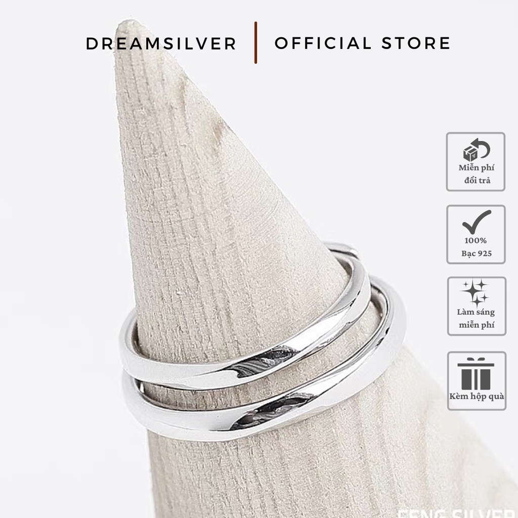 Nhẫn Đôi Bạc 925, Nhẫn Cặp Dreamsilver Bạc Ý S925 Xoắn Trơn Nhẹ Chỉnh Được Size