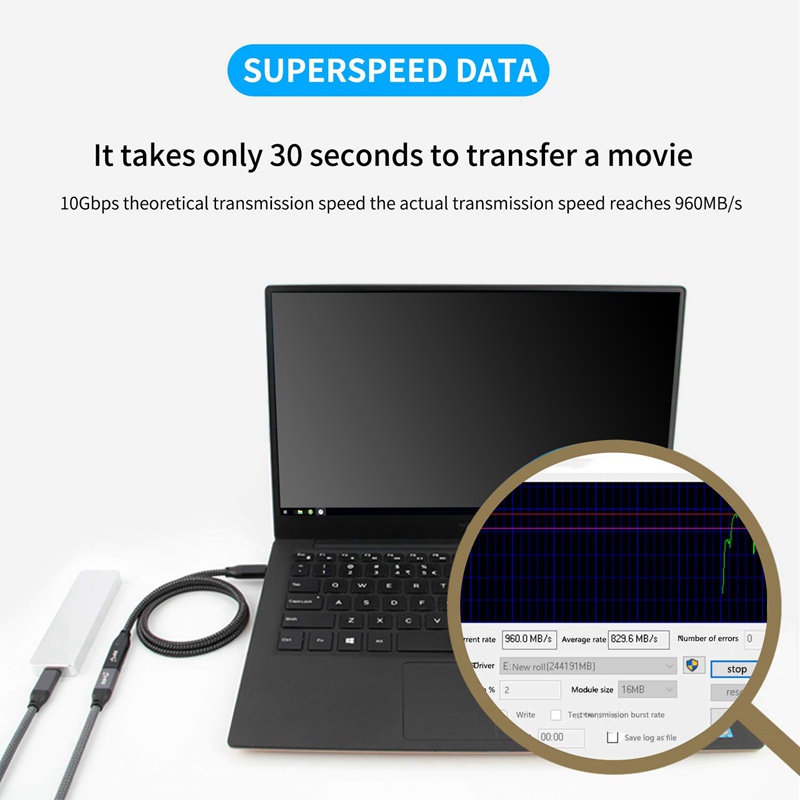 Dây Cáp Nối Dài Usb C 1 Feet, Usb 3.1 (10Gbps) Type C Male Sang Female