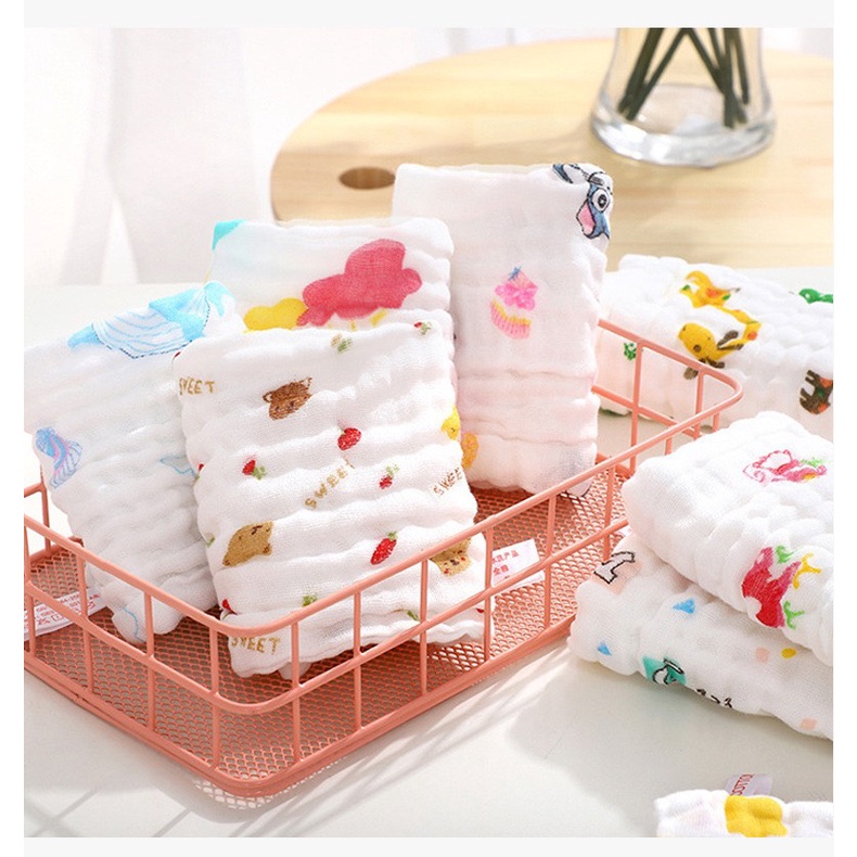 [Set 5] Khăn sữa xô 6 lớp Manny organic cho bé siêu thấm hút