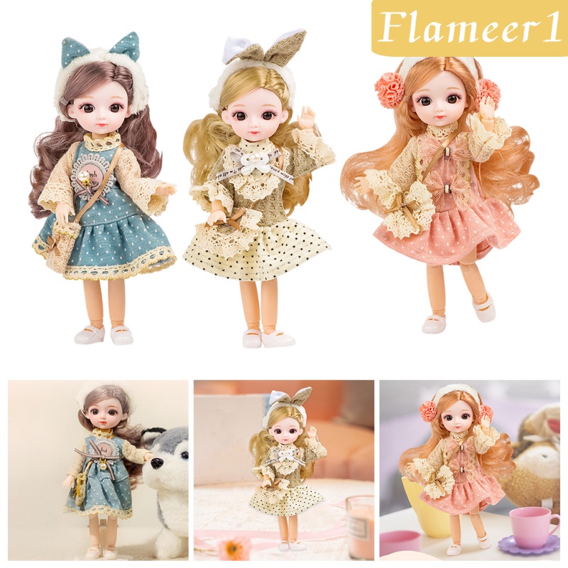 [Flameameer1] Búp Bê BJD Mặc Đầm Thời Trang Quà Tặng Giáng Sinh Cho Bé Gái