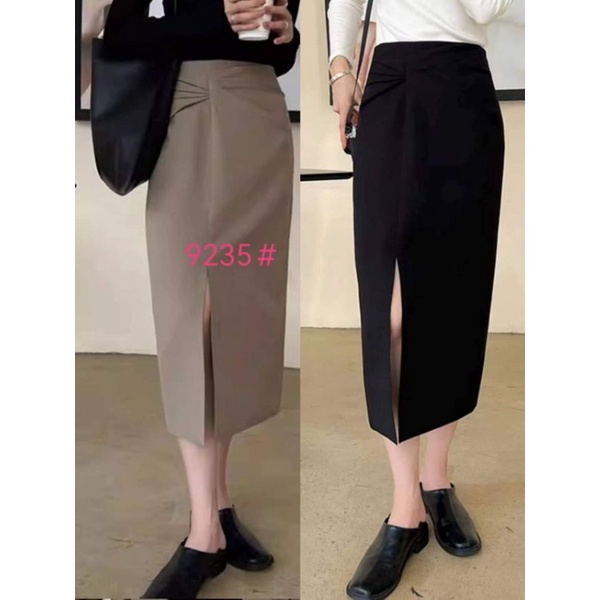 Chân váy dúm eo xẻ trước hàng QCL1