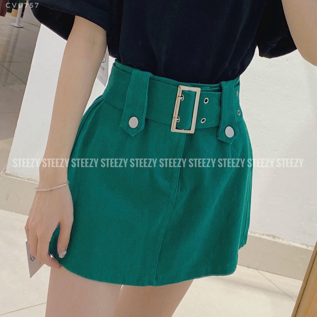 [CV0757] Chân váy ngắn dáng suông đai cạp to hottrend 2022 vải jeans thô dày (Có sẵn/Ảnh thật)