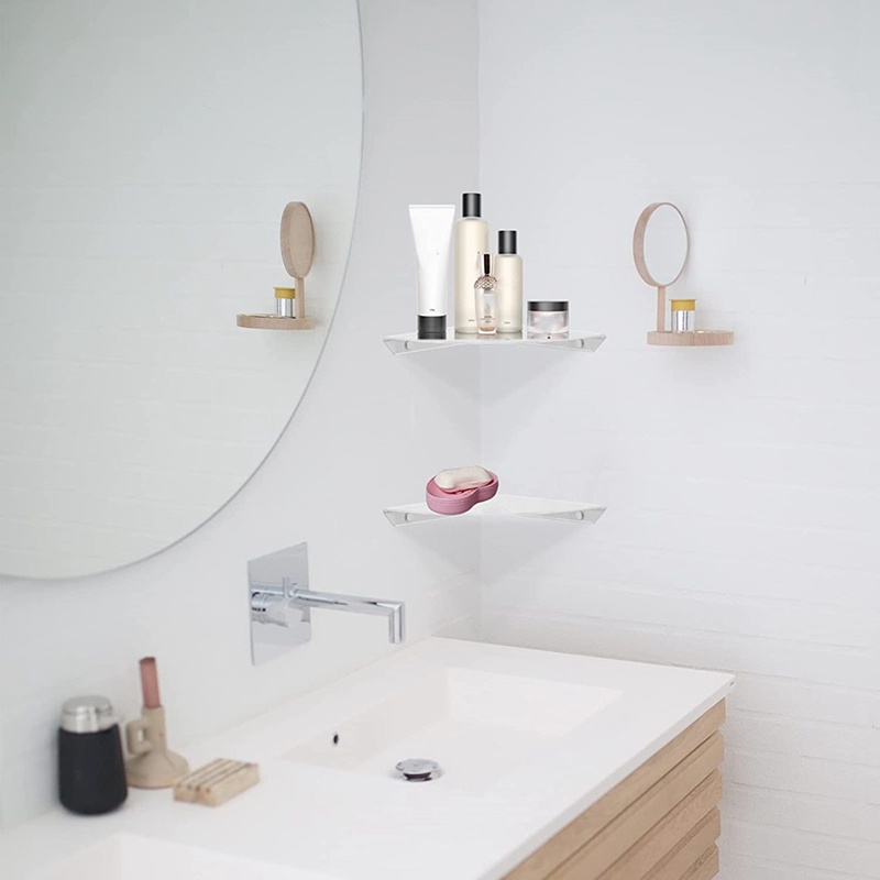 Set 2 Giá Đỡ Acrylic Trong Suốt Gắn Góc Tường Trưng Bày Loa Sắp Xếp Gọn Gàng Cho Nhà Bếp Phòng Ngủ