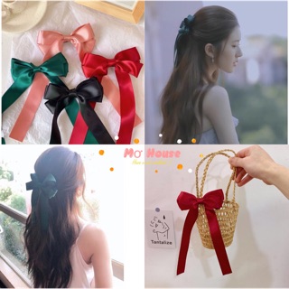 Kẹp tóc nơ dài ruy băng lụa xinh xắn đáng yêu cho bạn nữ