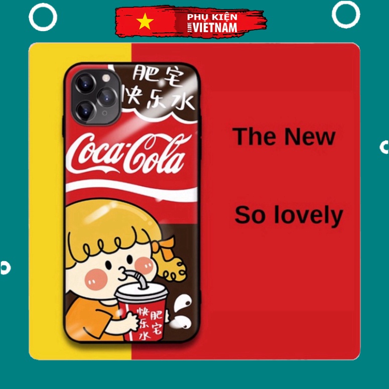 Ốp lưng iphone 6, 7, 8 Plus, X, XS, XR, XSMAX, 11, 11PRO, 11 PROMAX, 12, 13 PROMAX CÔ CA CÔ LA BẰNG KÍNH PKVN