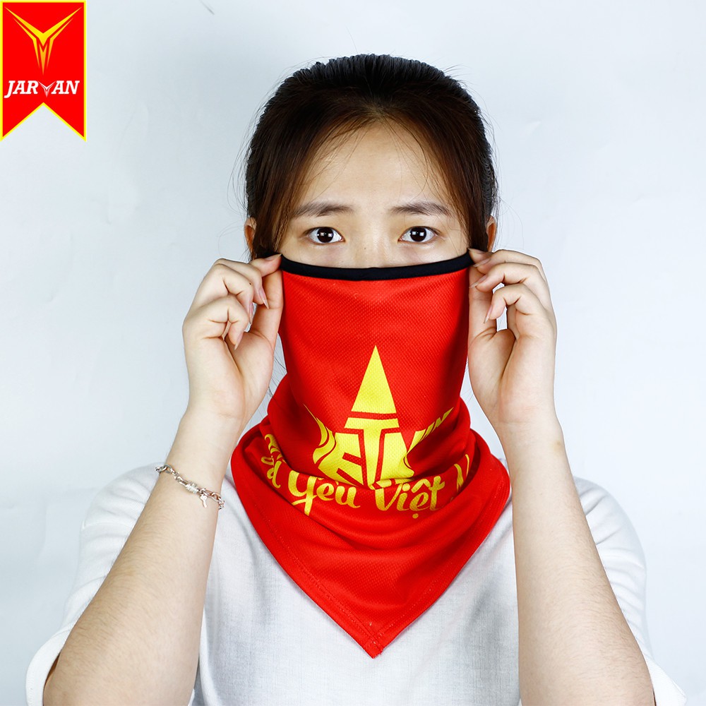Khăn đa năng hở tai thun cotton cao cấp cờ VN