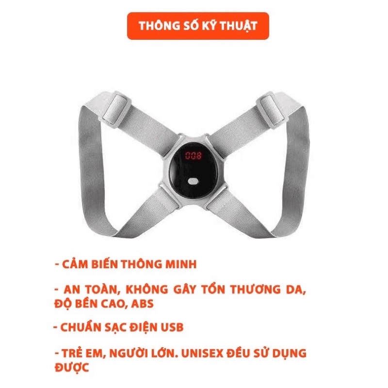 Đai chống Gù Lưng, Hỗ Trợ Nắn Chỉnh Cột Sống, chống cận Thị, Cải Thiện Vóc Dáng Có Cổng Sạc USB