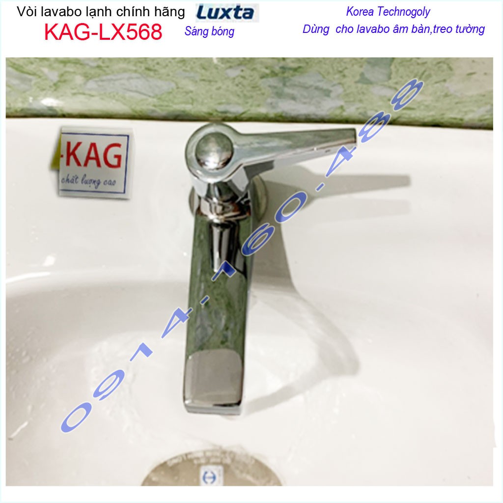 Vòi lavabo lạnh Luxta KAG-LX568 tay gạt vuông, Vòi chậu rửa mặt cao cấp nước mạnh thiết kế đẹp siêu bền
