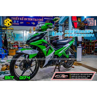 tem trùm xe exciter 135 xanh trắng heineken