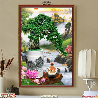 TRANH DÁN TƯỜNG CHẬU BON SAI,TRANH CHẬU CÂY CẢNH