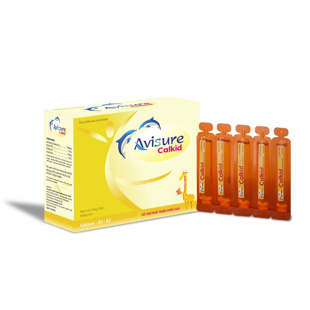 Avisure Calkid - Công thức kép Canxi, Vitamin D3, Vitamin K2 giúp tăng hấp thu canxi vào ruột và xương cho bé