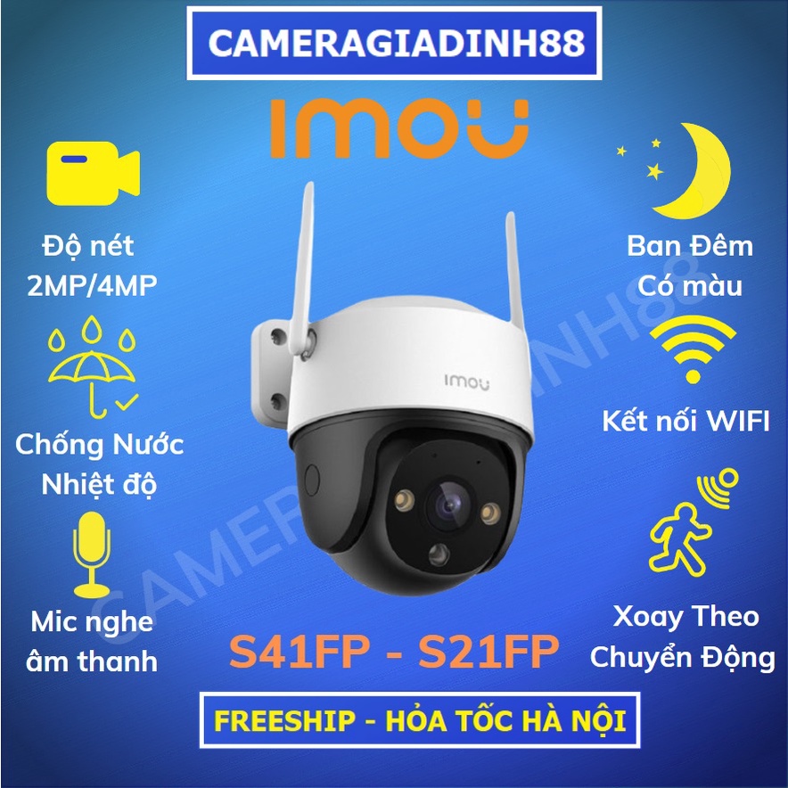 Camera IP Wifi Ngoài trời IMOU S21FP 2MB 1080P, S41FP 4MB 2K Màu Đêm