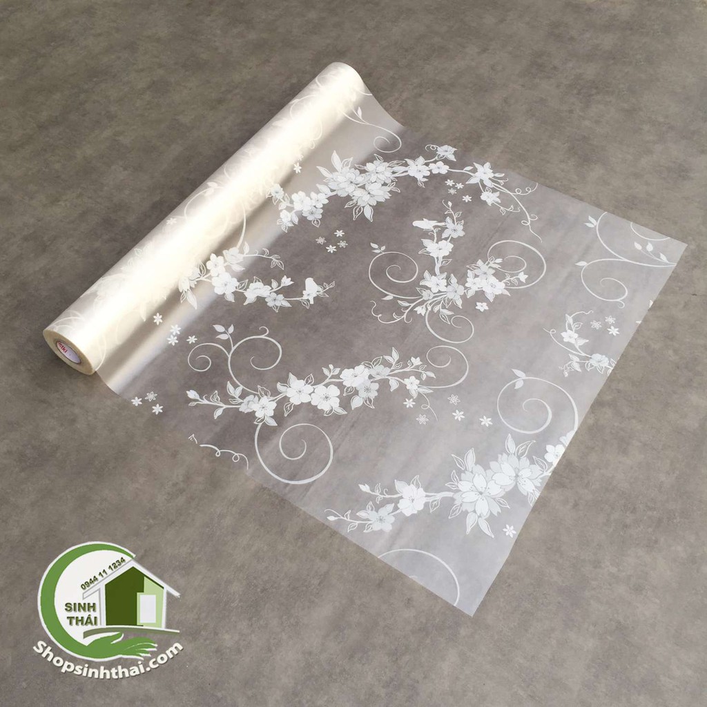 Giấy dán kính dây hoa lá màu trắng -  Cắt thành 1 tấm liền tùy theo số lần đặt