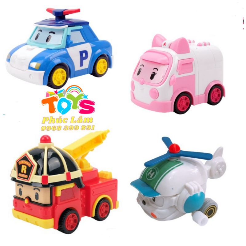 Sỉ Set 4 Xe mô hình chạy đà Robocar Poli, xe công trình