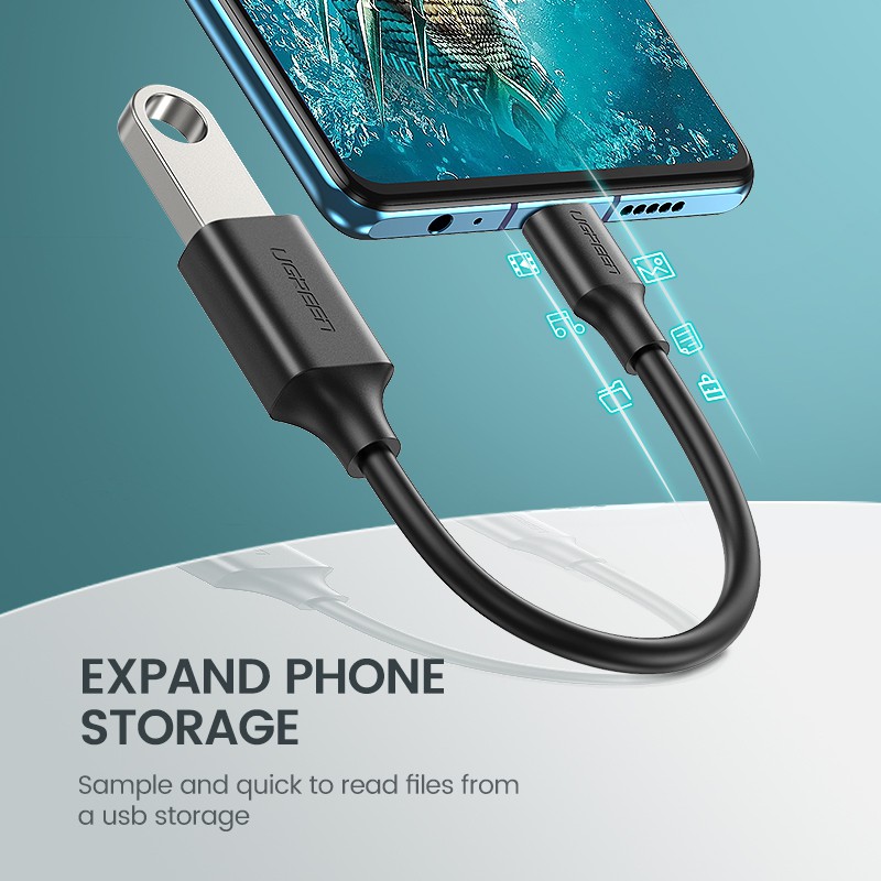 UGREEN Dây cáp chuyển đổi đầu USB C sang cổng USB 3.0 chiều dài 12cm