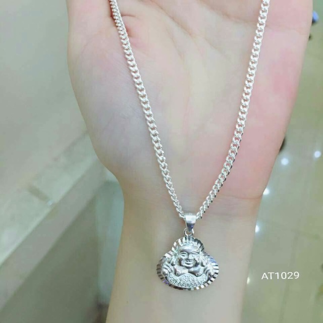 Vòng cổ bạc cho bé trai hình mặt phật di lạc