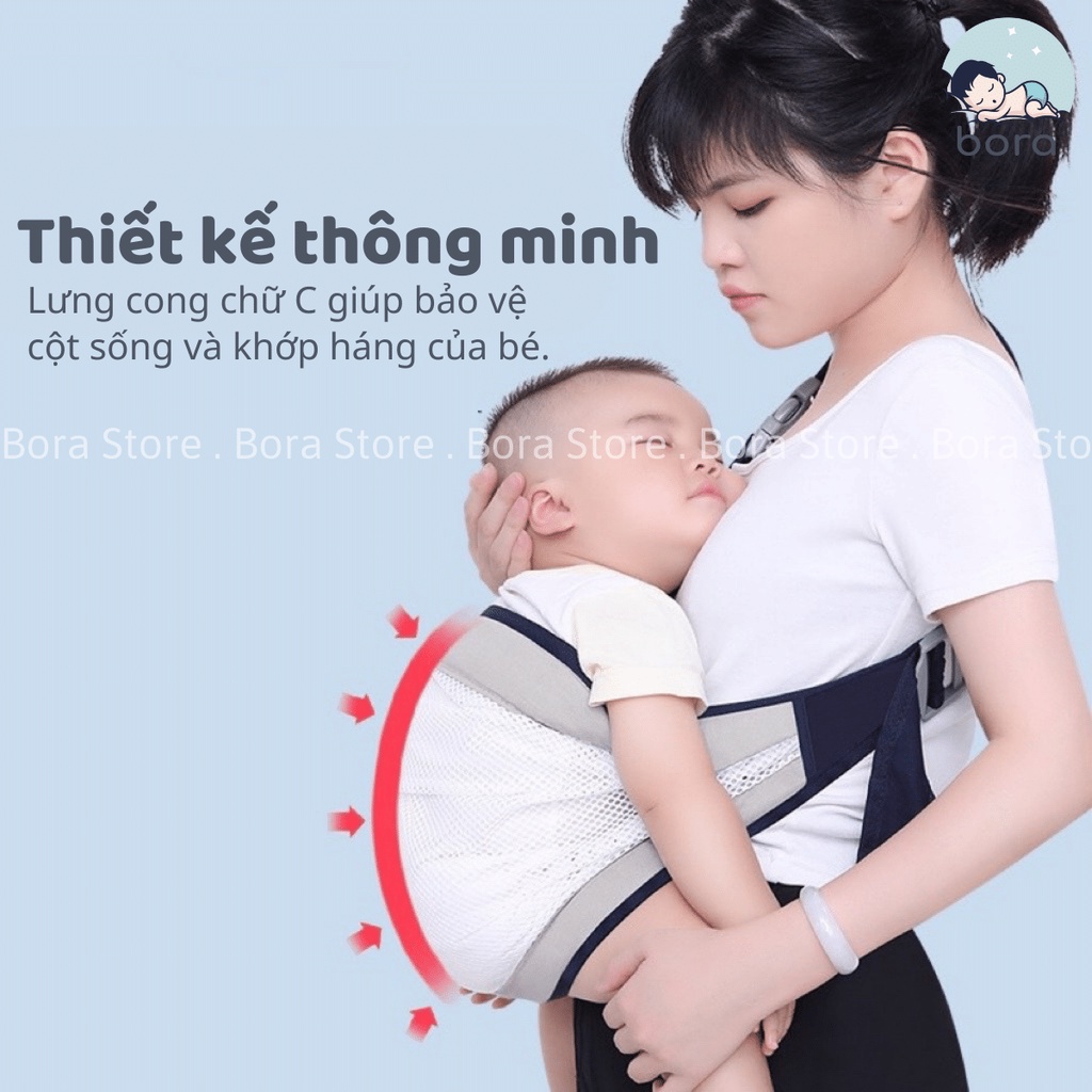 Địu vải cho bé dạng lưới thông thoáng, cho bé 0 - 18 tháng