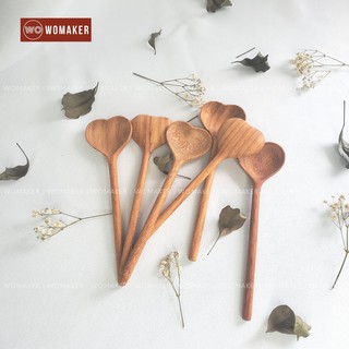 Muỗng Gỗ Hình Trái Tim - Thìa Gỗ Gõ Đỏ - Wooden Spoon - Handmade - Hàng Gia Công Việt Nam