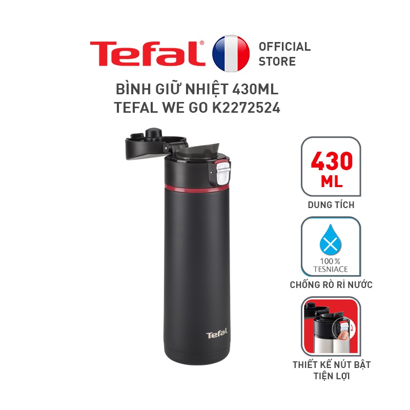 [Mã LIFETF12 giảm 10% tối đa 100K đơn 250K] Bình giữ nhiệt Tefal We Go 430ml K2272524