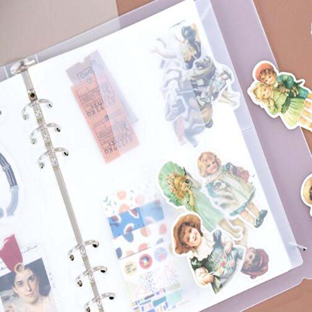 Set 2 túi đựng thẻ / hóa đơn / hình dán A5 / A6 bằng nhựa cho sổ binder và sổ kế hoạch với 6 vòng khoen