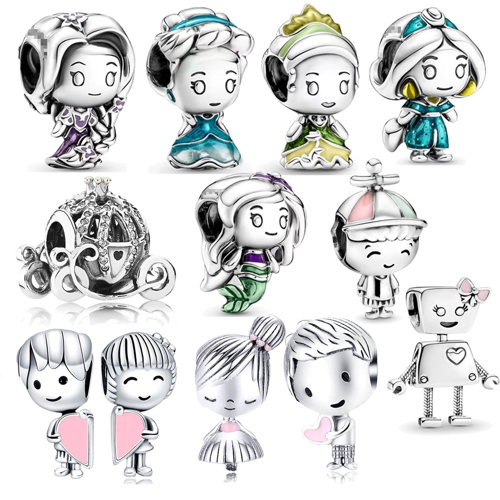 Hạt Xỏ Vòng Tay / Dây Chuyền Họa Tiết Hoạt Hình Công Chúa Dễ Thương DIY