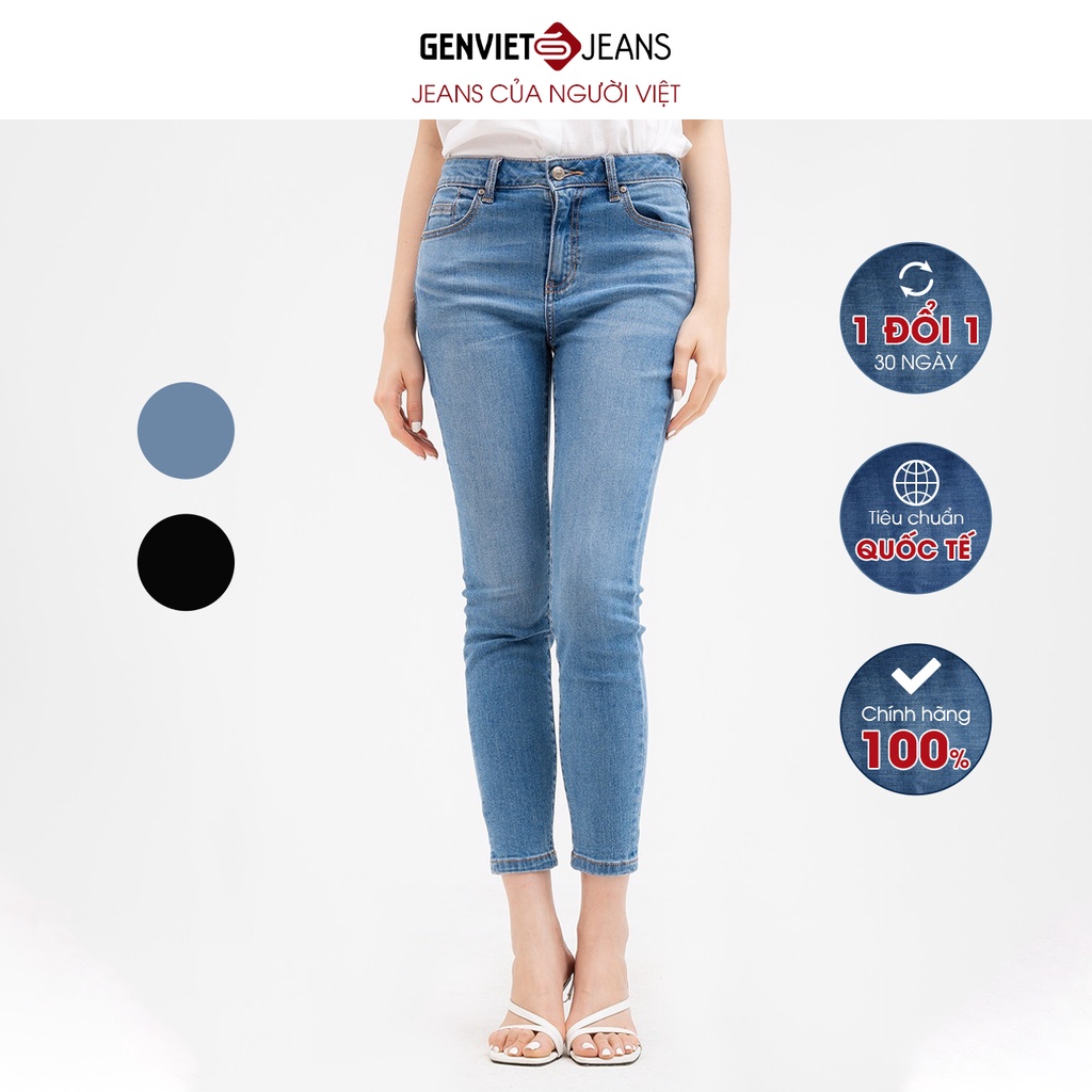 Quần Jeans Nữ Trơn Dáng Ôm Skinny Chất Bò Mềm Cao Cấp Basic GENVIET DQ103J2207