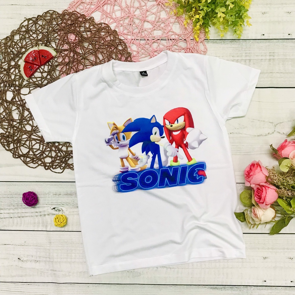 Áo thun in hình Sonic trai gái dễ thương từ 10kg - 70kg