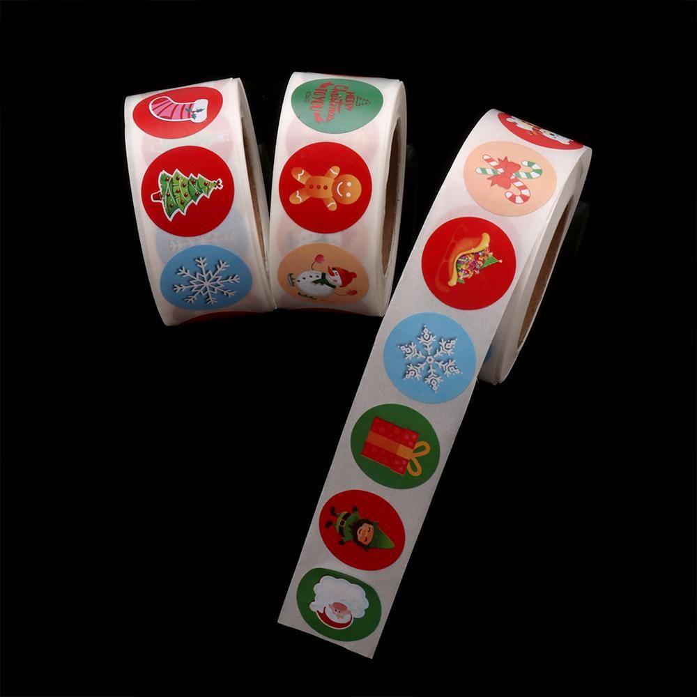 Cuộn 500 Nhãn Dán Giấy Kraft Trang Trí Cây Thông Giáng Sinh
