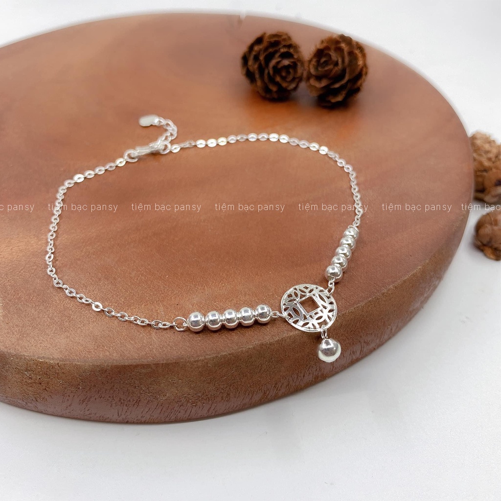 Lắc tay kim tiền PANSY bằng bạc, vòng tay bạc ta thật xinh xắn