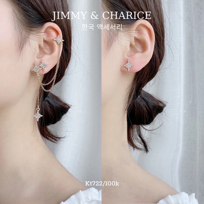Khuyên Tai Jimmy & Charice móc vành tai sao đá