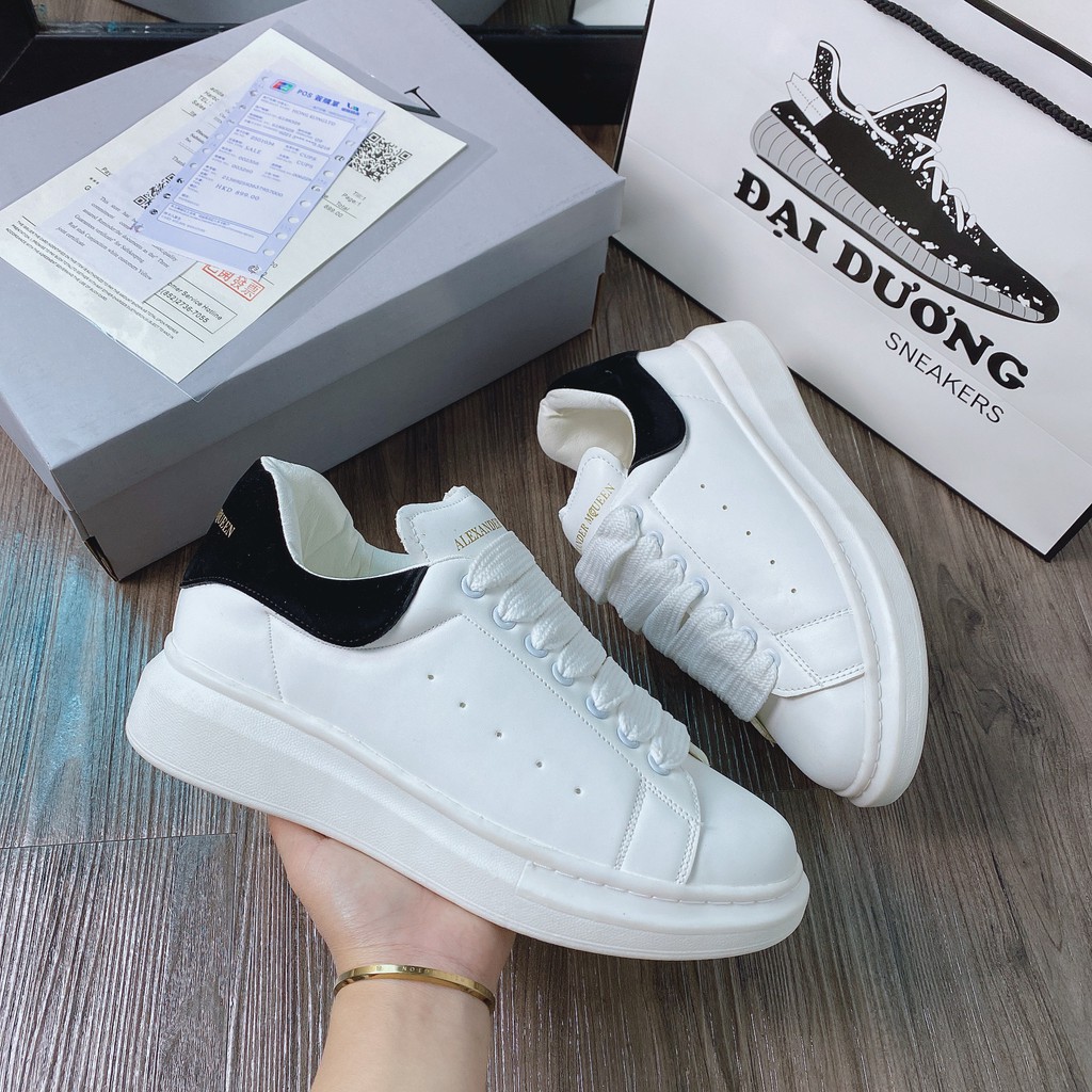 mcq gót đen [TẶNG MÓC KHÓA - FULL BOX] giày thể thao McQueen gót đen nam nữ tăng chiều cao mcq gót đen