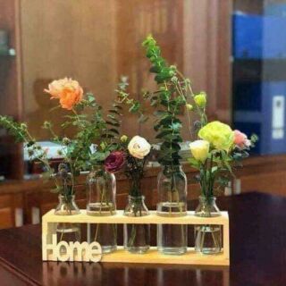 🏵️🏵️Sét 5 lọ hoa kèm kệ gỗ Home🏵️🏵️
