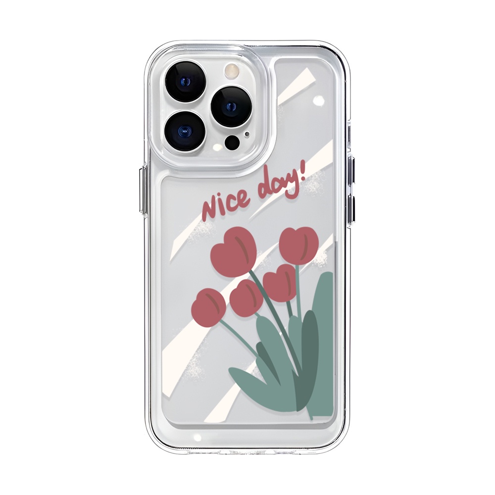Ốp Điện Thoại Trong Suốt Hình Hoa Đỏ Cho iphone 14 Plus 11 13promax 12 7Plus X XS Max 7 8 SE 2020