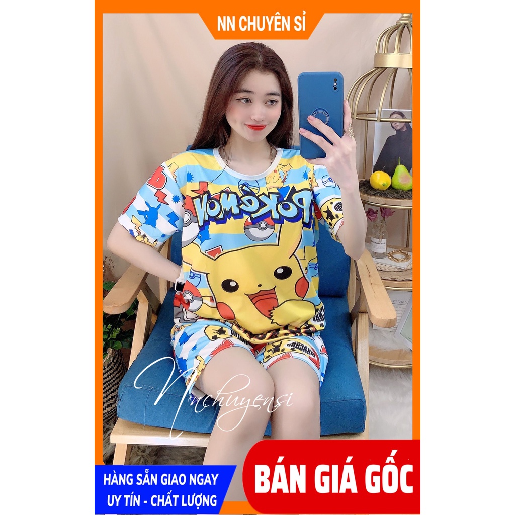Đồ bộ bé trai bé gái 5kg đến 70kg hoạt hình 3d unisex pokemon pikachu doremon bò sữa chất thun mềm mịn DBRBD FULL SIZE