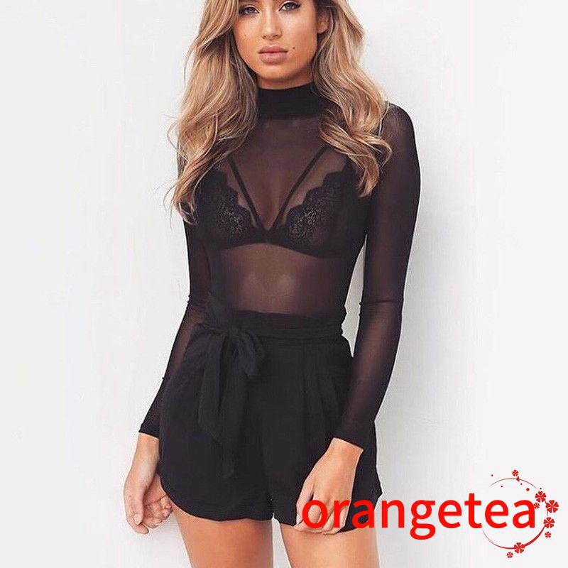 Áo kiểu vải sheer xuyên thấu gợi cảm dành cho nữ