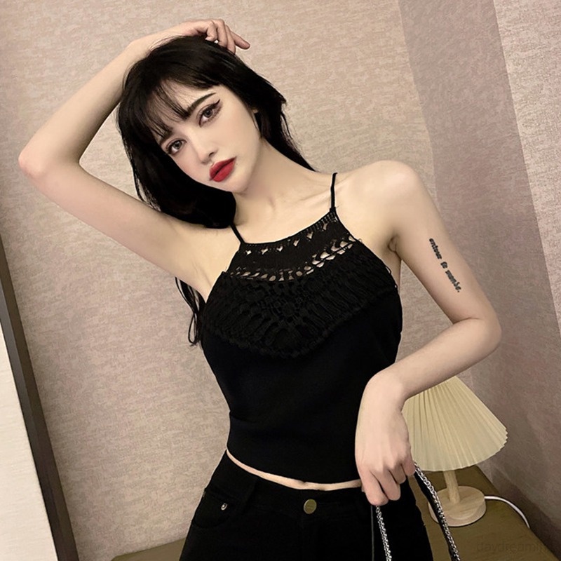 Áo Croptop Cổ Yếm Phối Ren Thời Trang Mùa Hè Cho Nữ