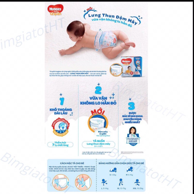 BỈM QUẦN HUGGIES SIZE M74/L68 Huggies