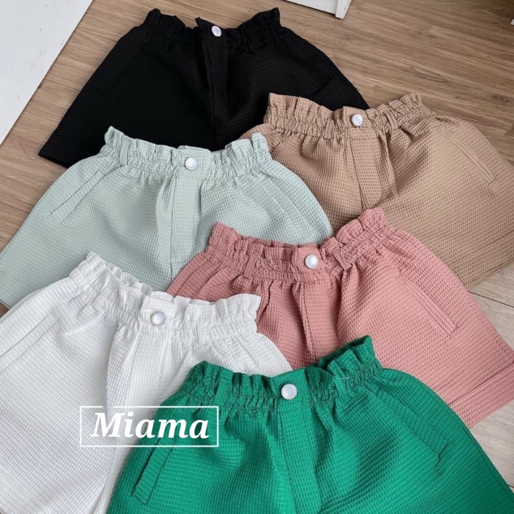 Quần đùi nữ ống rộng cạp lưng cao thun chun mặc nhà vải xốp ong mát Quần short nữ thể thao màu trắng đen đi biển ngủ gym